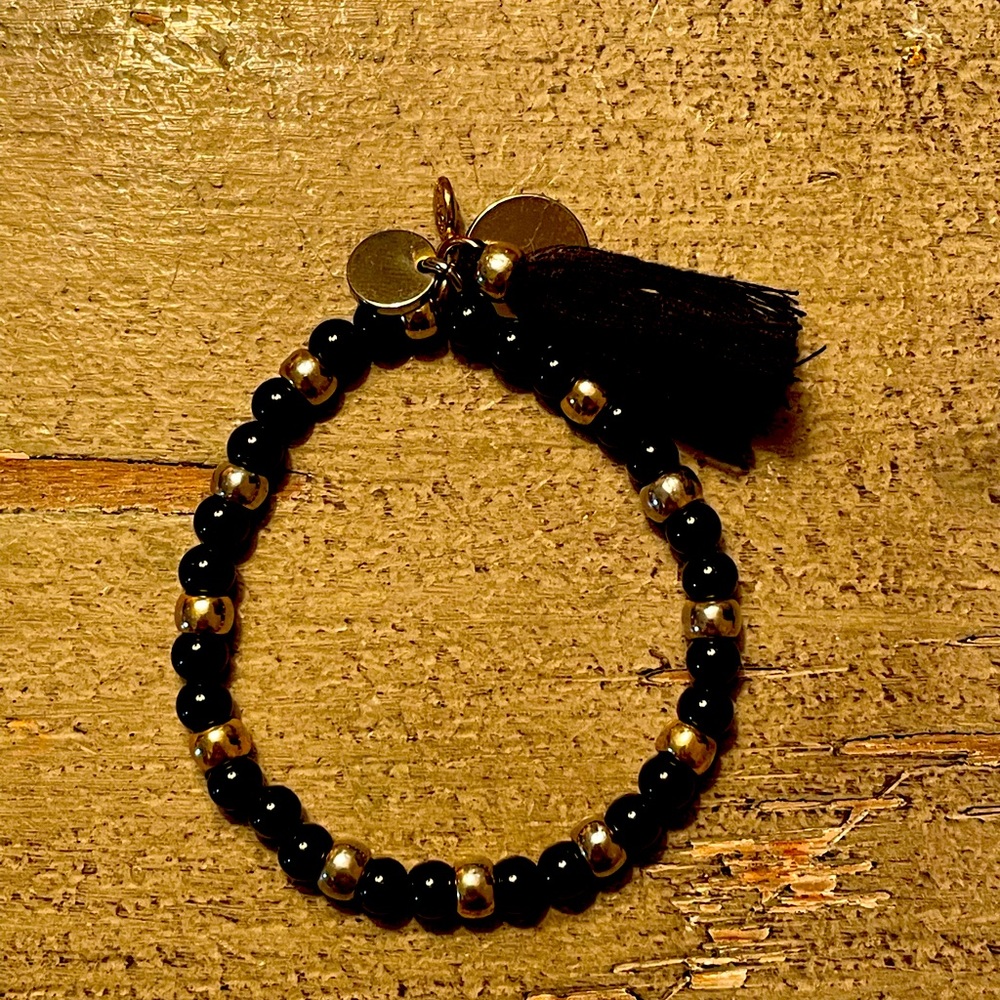 Jcrew elastic beaded bracelet with tassel